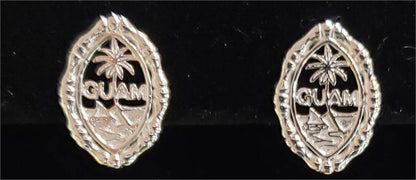 Small Bamboo Seal Studs, Silver Rhodium