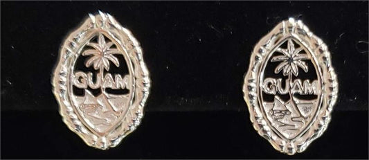 Small Bamboo Seal Studs, Silver Rhodium