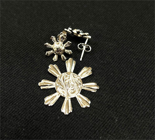 Philippine Sun Earrings & Pendant, Sterling Silver