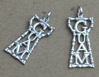 Medium Bamboo Guam Latte Stone Pendant, Sterling Silver